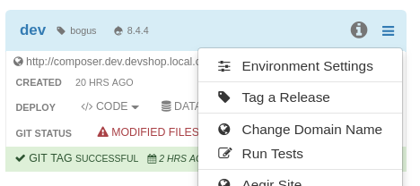 Tag a Release link on Environment.