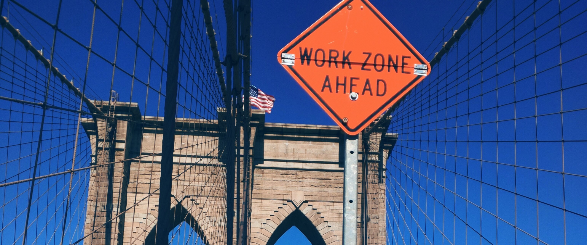 Work Zone Ahead on the Brooklyn Bridge